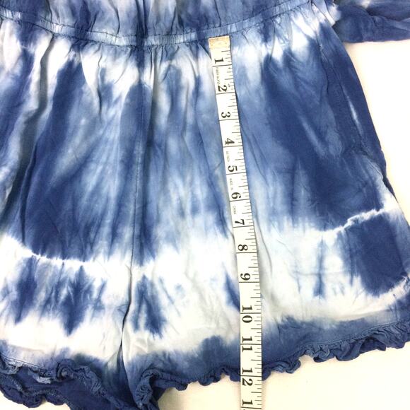 American Eagle Outfitters Tie Dye Ruffle Flare Sleeve V-Neck Lace Up Romper M - Picture 15 of 16